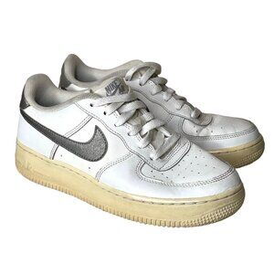 Nike Air Force 1 White Chrome Cream Sneakers Size 6 Youth EU 38.5